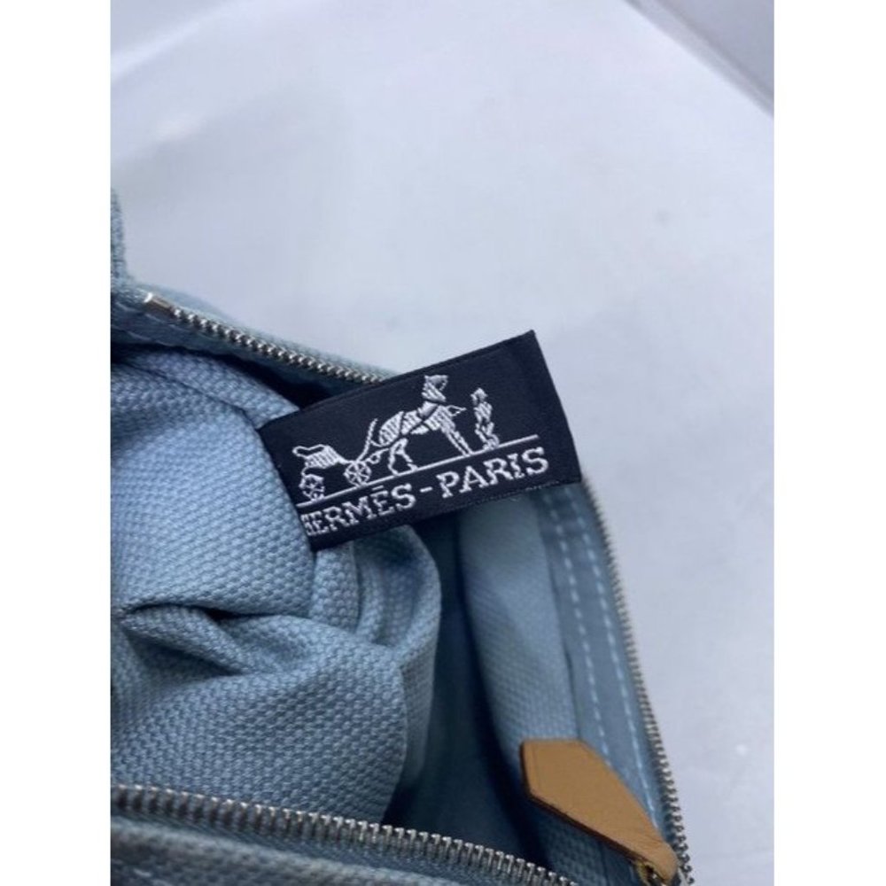 Hermes Deauville Toile Plage Mm Blue Cotton Tote - Picture 5 of 12